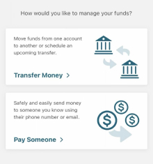 Mobile screenshot of managing your funds