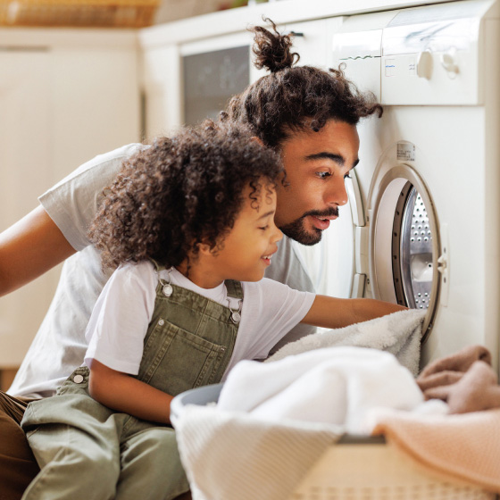 family doing laundry