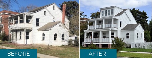 Before and after of a house renovation