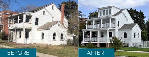 Before and after of a house renovation