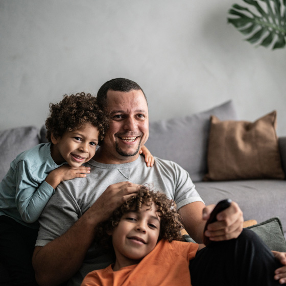 family watching tv