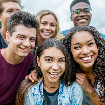 Students gathered for a photo